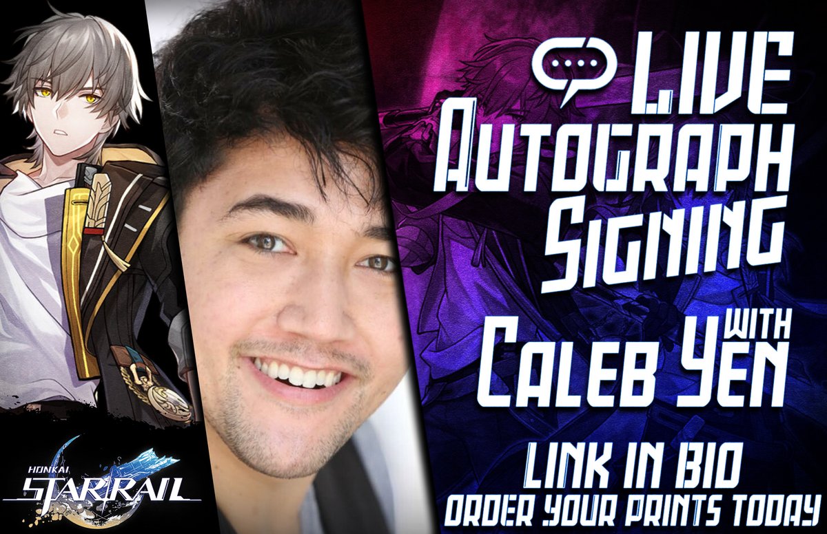 StreamilyLive's tweet photo. The talented Caleb Yen @calebyen voice of Caelus from @honkaistarrail will be signing LIVE July 7th and 9th!
https://t.co/yj35Kegt4h
#HonkaiStarRail #StarRail #Honkai #Caelus #MascTrailblazer #Minimalist #Windflit #Arknights #Tetsuro
#NoGunsLife #Dragan #TriangleStrategy https://t.co/8YcAI5bgMv