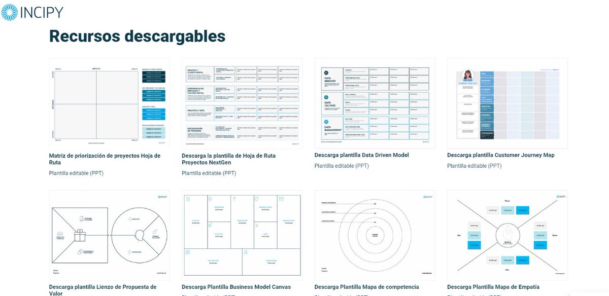 Tienes de forma gratuita en nuestra web una amplia variedad de plantillas y #RecursosDescargables para ayudarte en la #TransformaciónDigital de tu empresa bit.ly/3OtNVQf 
 #innovacion #digitalizacion