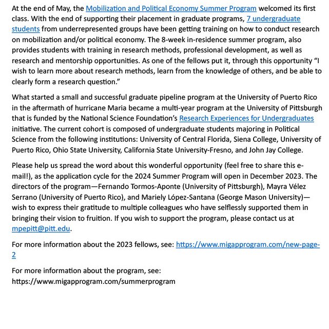 migapprogram's tweet image. The Mobilization and Political Economy Summer Program Welcomes its First Class!