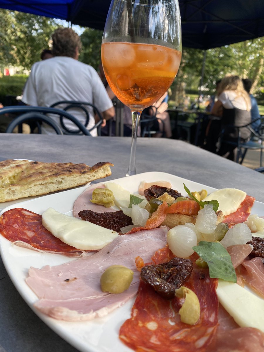 Rewarding myself with antipasto and aperol spritz in Russell Square