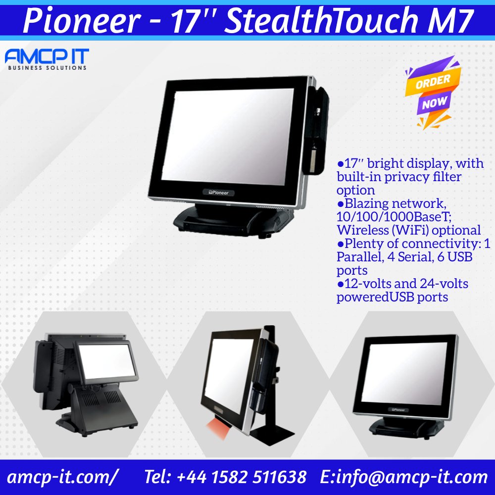 The StealthTouch M7 is a 17″ All-in-one touchscreen computer powered by Intel’s Core series with a True Flat (zero bezels) touch.

This technology allows the M7 to meet your most demanding application.

#selfservice #epos #uk