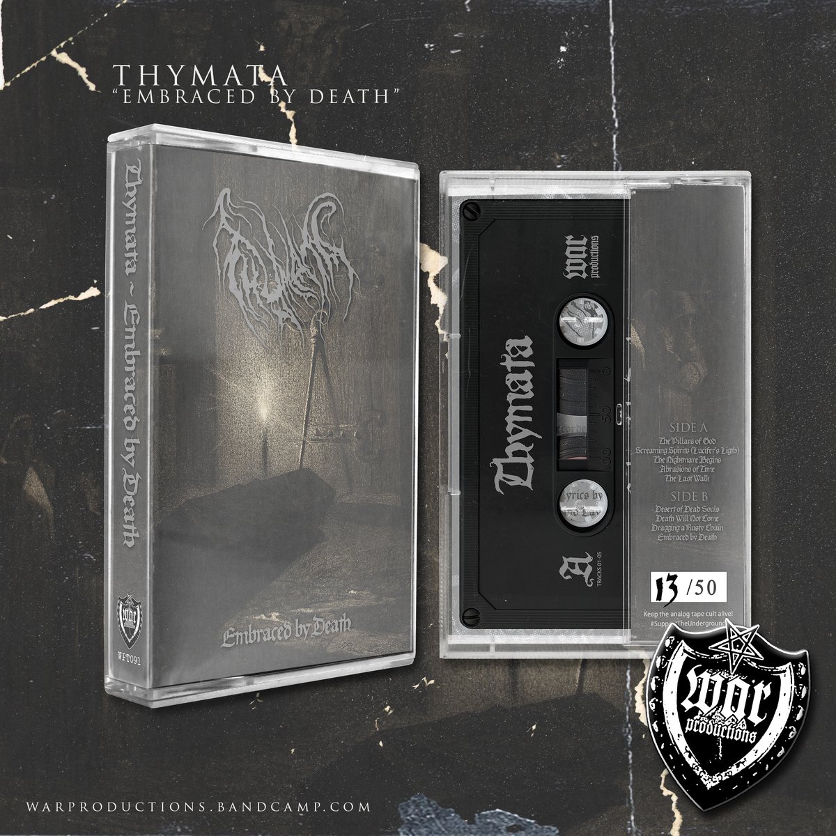 WarProd's tweet photo. OUT TODAY
#Thymata 
Embrace By Death
ltd to 50 copies + certificate owner

👇🏻👇🏻👇🏻
https://t.co/tOPSbCwZ7h  

#WarProductions
#SupportTheUnderground
#OurRelease
#BlackMetal
#BlackMetalTapes
#TapeKvlt
#TapeFormat
#MusicCassette
#Kvlt https://t.co/pCieCrHAoT