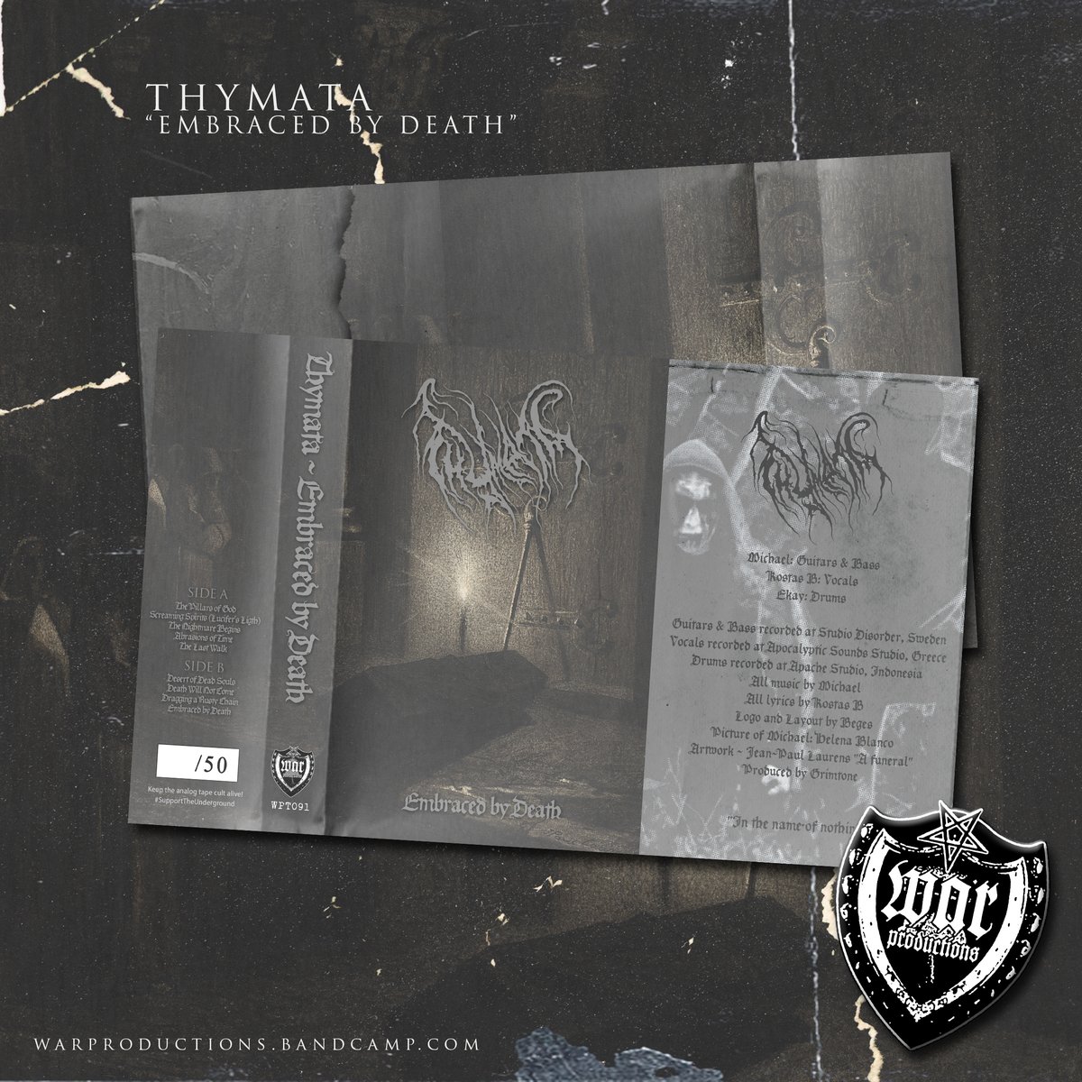 WarProd's tweet photo. OUT TODAY
#Thymata 
Embrace By Death
ltd to 50 copies + certificate owner

👇🏻👇🏻👇🏻
https://t.co/tOPSbCwZ7h  

#WarProductions
#SupportTheUnderground
#OurRelease
#BlackMetal
#BlackMetalTapes
#TapeKvlt
#TapeFormat
#MusicCassette
#Kvlt https://t.co/pCieCrHAoT