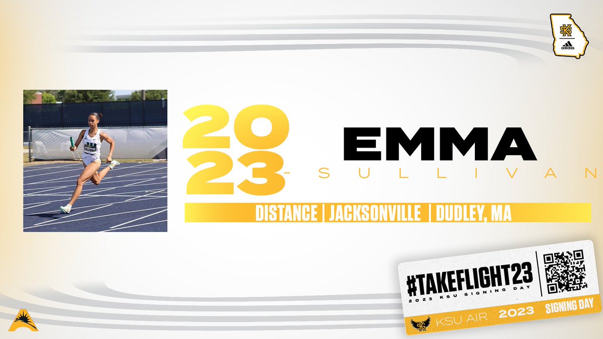 Mass. ➡️Fla. 🔜 Ga.

Welcome to KSU, Emma Sullivan

𝓟𝓻'𝓼
800m: 2:06.05
1500m: 4:24.36

✍️bit.ly/TakeFlight23

#ThinkBigger | #TakeFlight23