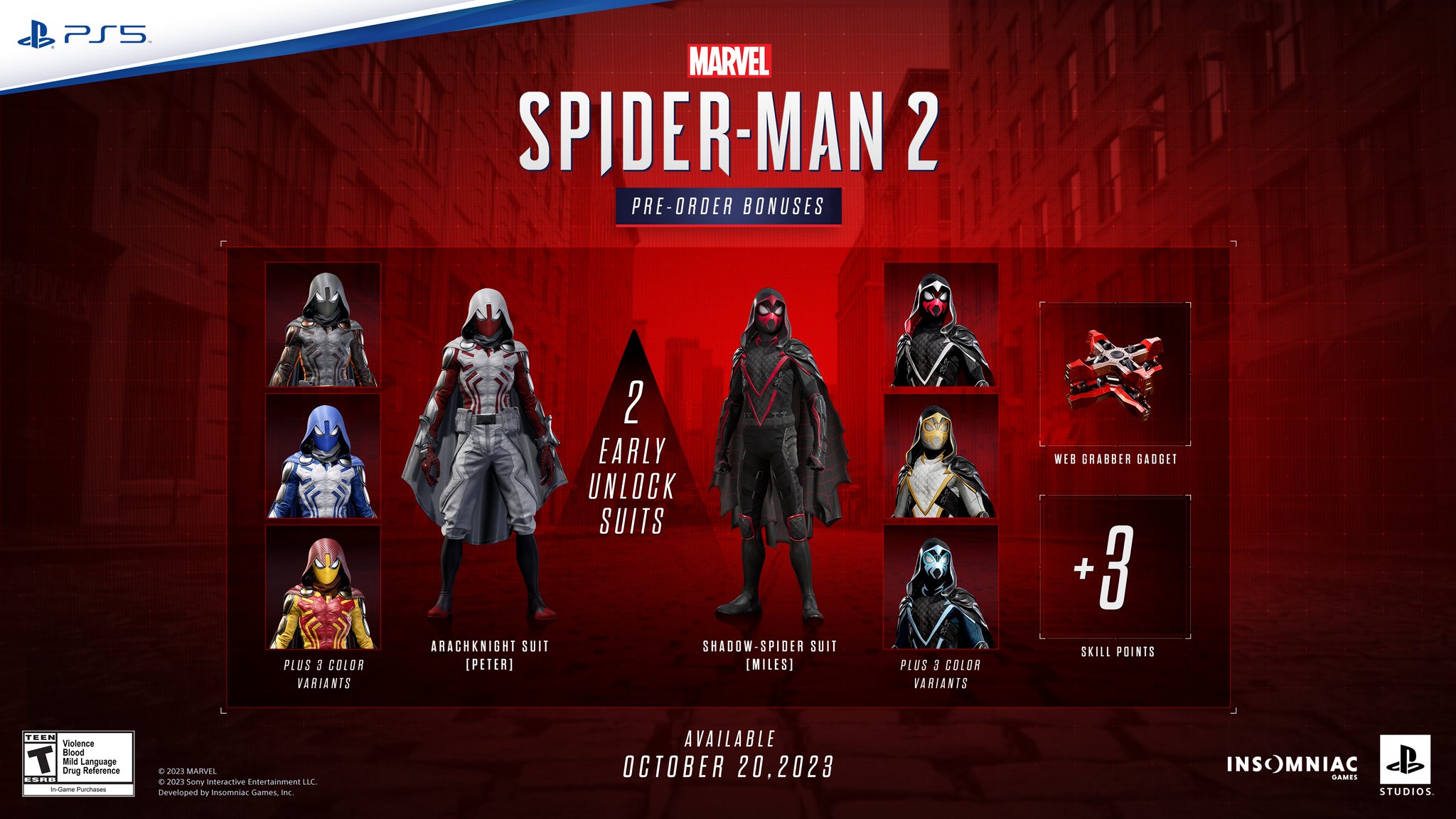 Games The Shop - Pre-order Marvel's Spider-Man 2 and receive Spider-Bot Key  Chain! Head over to www.gamestheshop.com Pre-order incentive DLC: -  Arachknight Suit for Peter early unlock (includes three colour variants). 