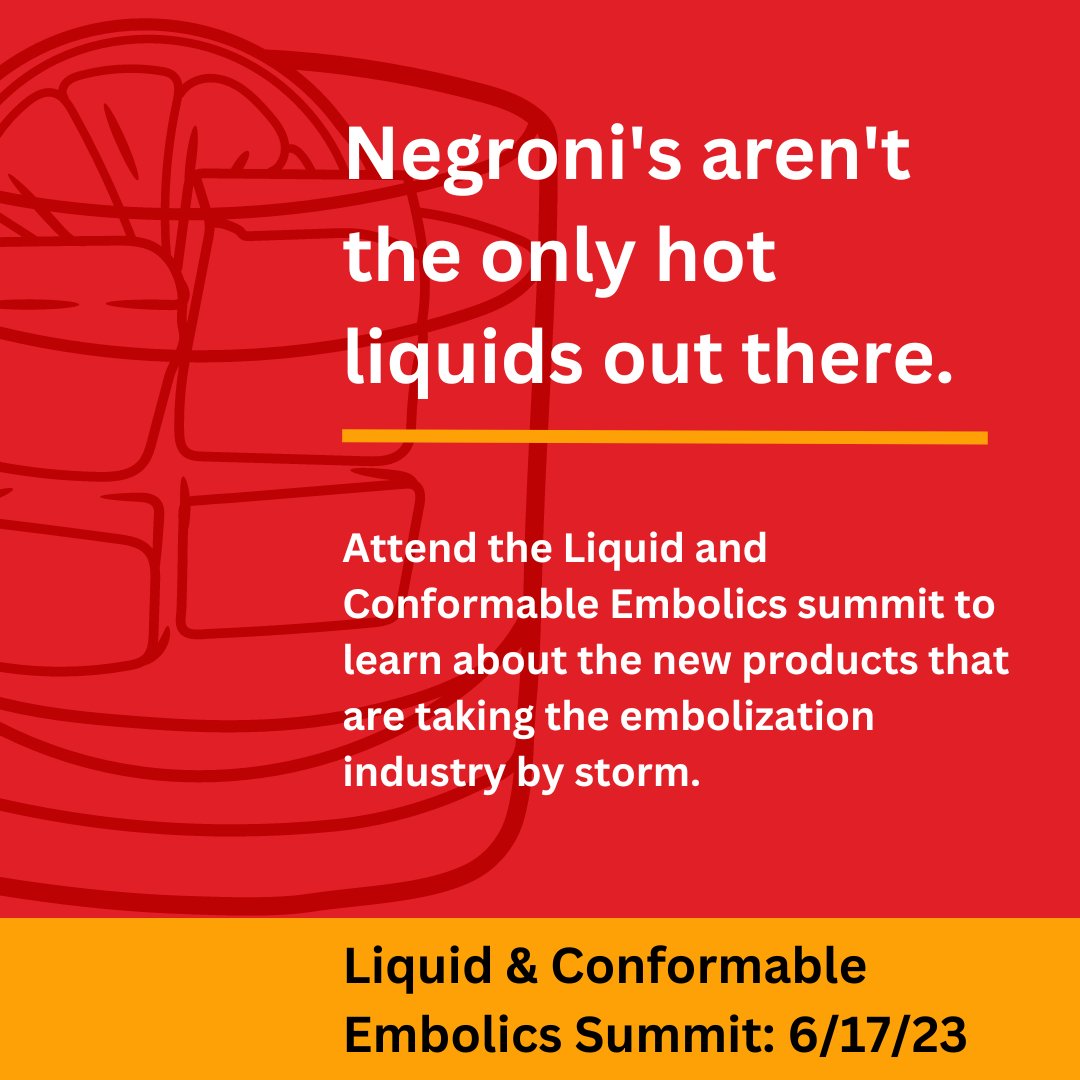 It's Friday! In the summer! ☀️
Which may mean that you are going out to enjoy a 🥃 with friends or family. We just want to remind you that Negroni's aren't the only hot liquids out there. 😆

Join us tomorrow for the Liquid & Conformable #Embolics summit to learn what's new in…