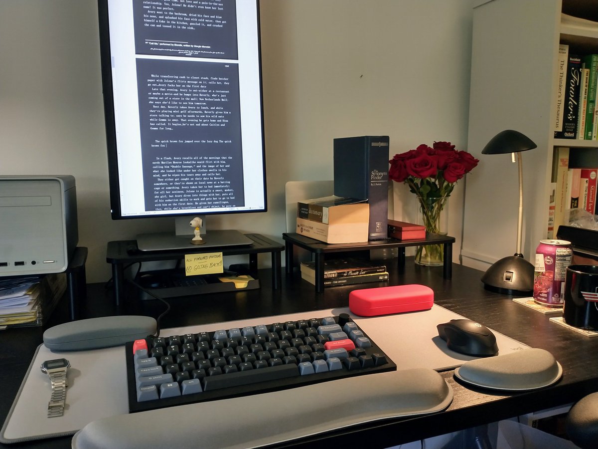 chrisorcutt's tweet photo. The profoundly improved workstation with the remarkable #Keychron V1 keyboard. Once I passed the 1.5 million-word mark on my magnum opus, I needed the best keyboard I could get to make it to the finish line. https://t.co/MFC8ZSIXSQ