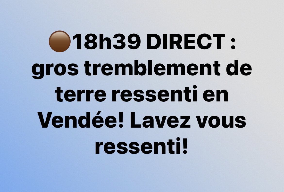 Très très gros tremblement de terre ressenti en Vendée actuellement ! Impressionnant #seisme #tremblementseterre