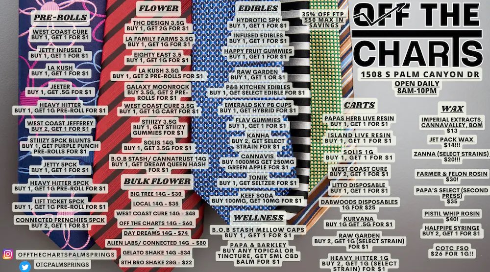 #WeekendDeals <a href="/OTCPalmSprings/">Off The Charts Palm Springs</a> 🤩🍃
6/16 - 6/18
#OTC #OffTheCharts #GetYourMindRight #PalmSpringsCA #California #SanDiego #CannabisCommunity #cannabisindustry