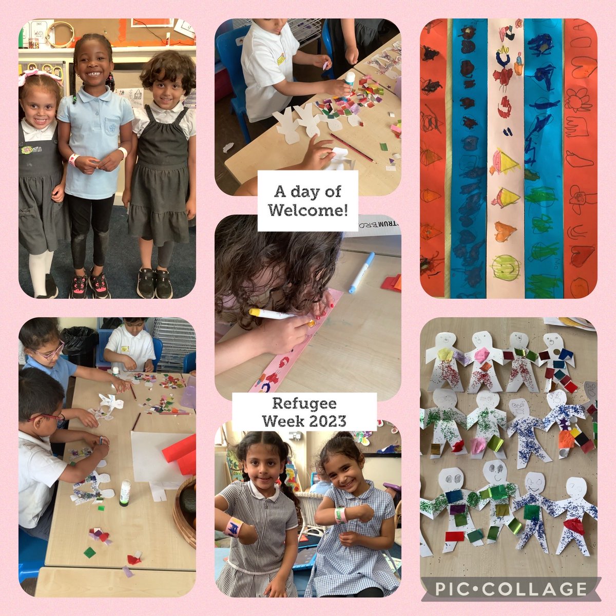 Today in our Day of Welcome for #Refugeeweek we thought carefully about different ways to welcome everyone to our school of sanctuary🌟Reception wanted to make friendship bracelets & we discussed the importance of needing a good friend #everyoneiswelcome ⁦⁦@SMTVCardiff⁩