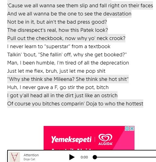 WeBeenCroft's tweet image. Doja Cat mentions ‘Mileena’ from Mortal Kombat in her new song “Attention”.