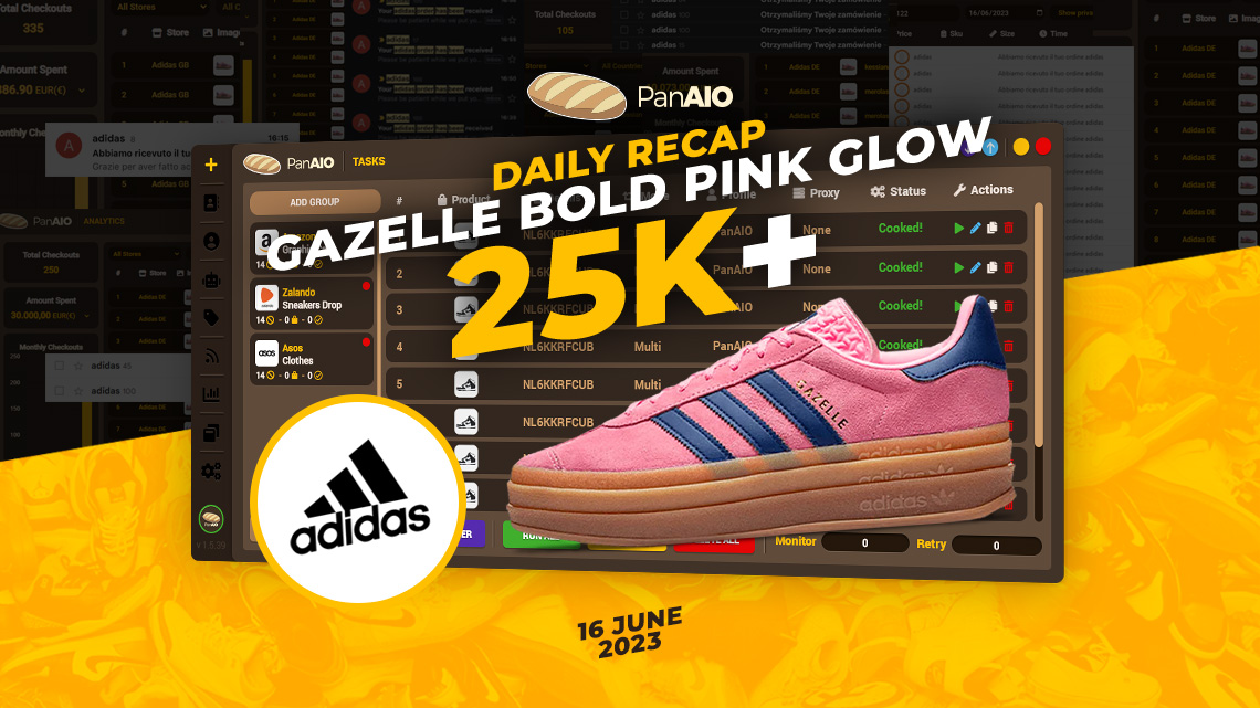 🚀 Major win today! Thousands of Adidas Gazelle Bolds secured by our users! 🎉 Celebrating with a quick PanAIO key giveaway. RT &amp; like to enter. Missed out? Get the bot at panaio.com. Your success is our mission! 💙👟