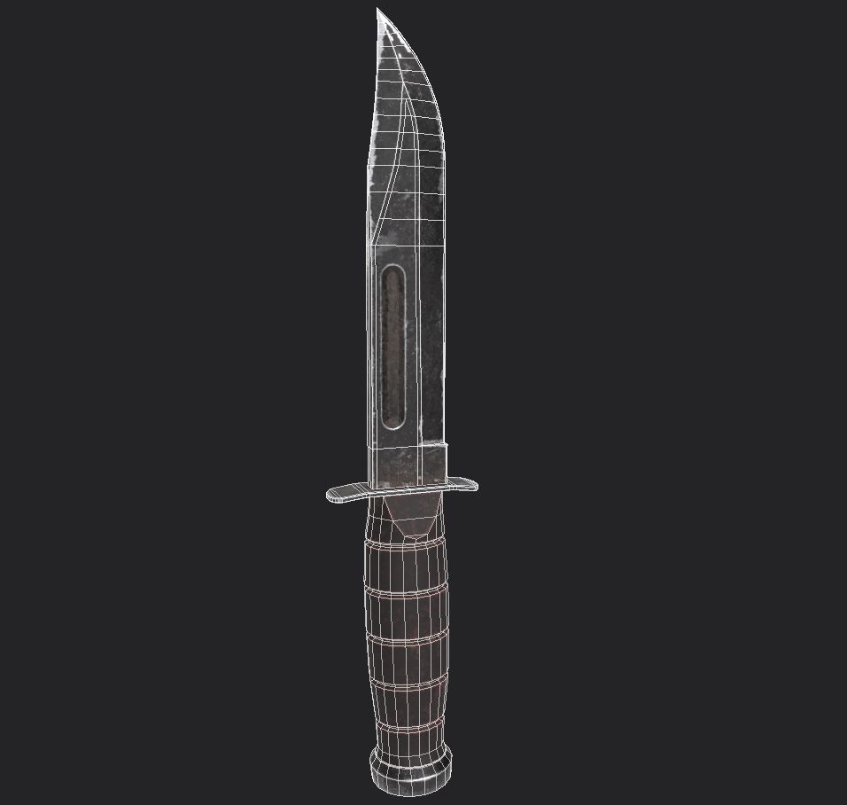 A Gameready combat knife B)

#gamedev #marmoset #3dmodel #subsatancepainter #weapon #3d #blender #gameasset #gameready