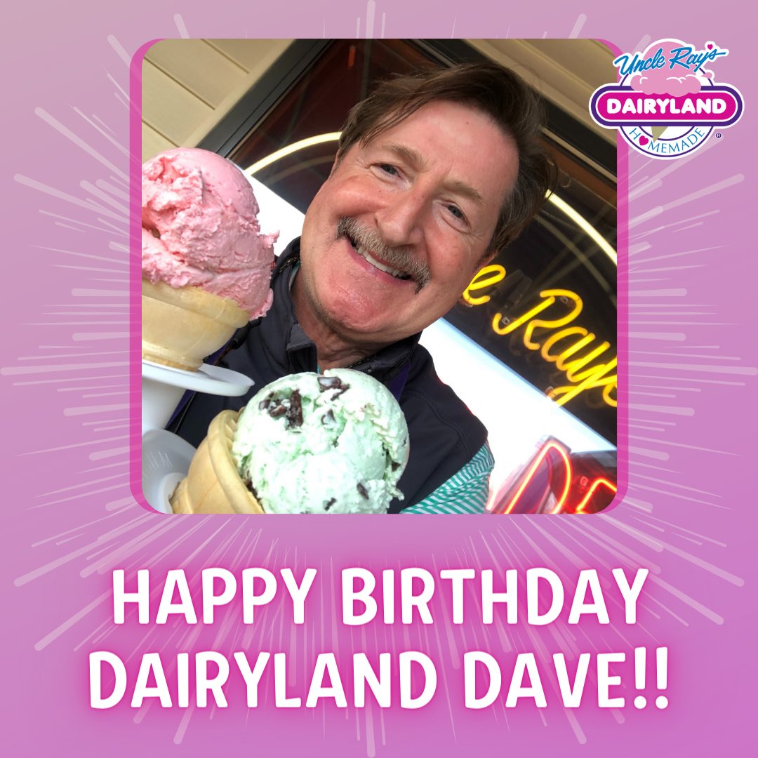 Make sure to say HAPPY BIRTHDAY TO DAVE when you see him at the Dairyland today! 🥳 Him and the rest of the crew can’t wait to spend the weekend with you! 🍨⛳️

We’ll be here ‘til 10pm tonight! 😁
•
•
#timeforicecream #uncleraysdairyland #handmade #smallbatch #microcreamery