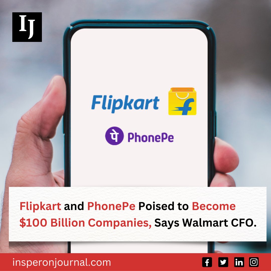 Walmart CFO John David Rainey, believes Flipkart and PhonePe have the potential to become $100 billion enterprises.

insperonjournal.com/business/flipk…

#businessnews #businessindia #indiabusiness #businessupdates #walmart #flipkart #flipkartindia #phonepe #newsupdate #newsupdates