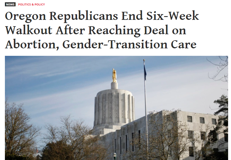 Oregon Republicans walked out to stop HB2002, an abortion/trans protection bill.

It appears they got concessions on abortion.

I'd be mad if they removed trans care to save abortion. I'm mad here too.

Abortion and trans care are 2 sides of the same coin: body autonomy for all.