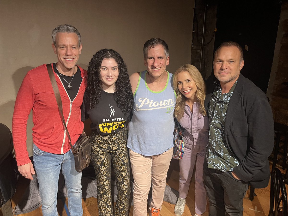 Right before we went to Times Square to perform in support of the #WritersGuildStrike ! Adam Pascal, Lilla Crawford, me, Kerry Butler and Norbert Leo Butz. Artists coming together to support each other!