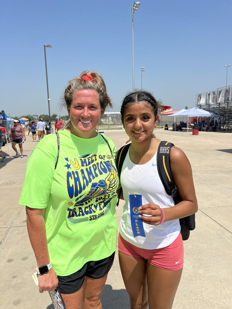 Coach Breedlove with Micah Hernandez at the Palmview Summer Track Meet @RHHS_Bobcats