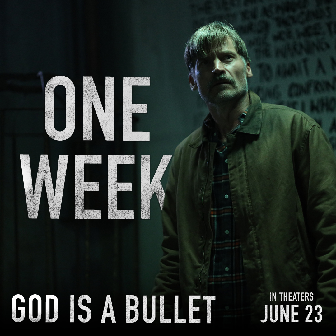 Just ONE WEEK until #GodIsABullet hits theaters! Inspired by true events. How far would you go to save your daughter from a deadly cult? How many lines would you cross? Starring Nikolaj Coster-Waldau, Maika Monroe, and Jamie Foxx. youtu.be/sBQaY-Id5nc #SayYourPrayers