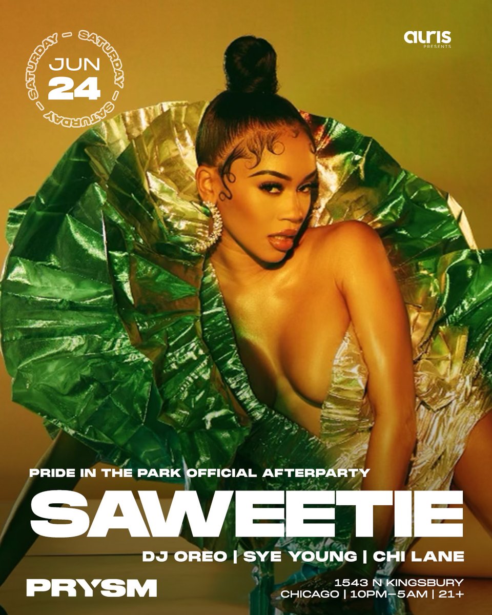 JUST ANNOUNCED ✨ <a href="/Saweetie/">💎</a> is heading to PRYSM next Saturday for an Official <a href="/PrideParkChi/">Pride in the Park Chicago</a> Afterparty 🌈 Tickets are on sale now!

🎟️-> go.prysmchicago.com/saweetie0623