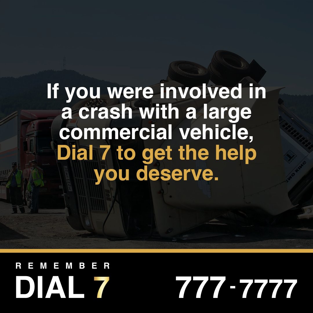 If you were involved in a crash with a large commercial vehicle, Remember Dial 7 to get the help you need!​
​
#ThePowerToWin #TijerinaLegalGroup #CarCrash #CarAccident #Dial7 #MarcaEl7 #LegalGroup #LawFirm #RioGrandeValley #McAllen #Brownsville #Texas