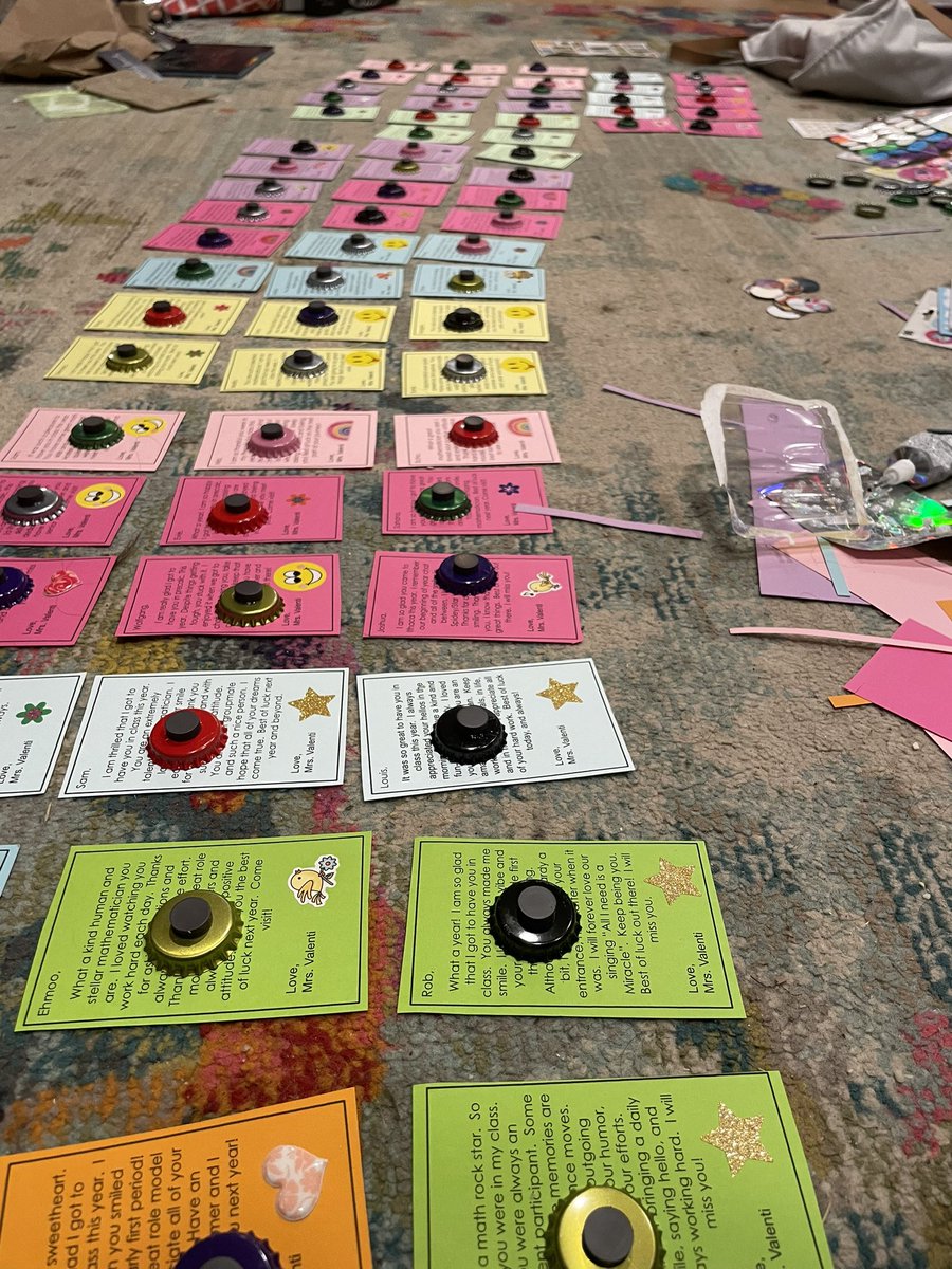 MathWithMrsV's tweet image. Made Precalc. some bottle cap name magnets with personal notes. I always get sentimental at the end of the year! #teach180 #iteachmath