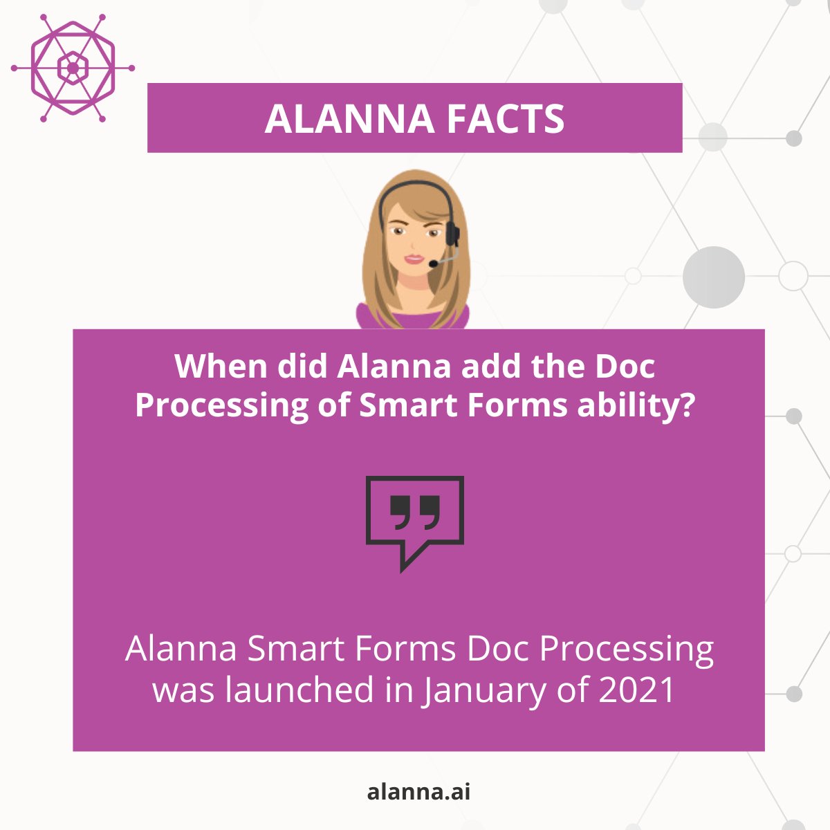 AiAlanna's tweet image. An undying commitment to innovation has driven #Alanna to continually improve our products. We added #DocProcessing to the #SmartForms because, at Alanna.ai, we are committed to bringing you the best and brightest of today's #AI. Never stop moving forward.
