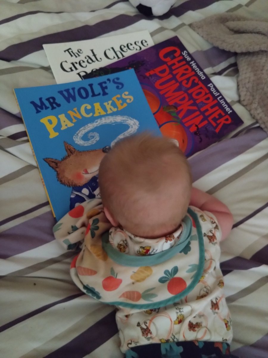 zoewilliamson__'s tweet photo. It's never too early to get into reading! #booktwitter #babyboy #7monthsold #BedtimeStory @suehendra #PaulLinnet #janfearnley #TimWarnes https://t.co/sDyDUadwmr