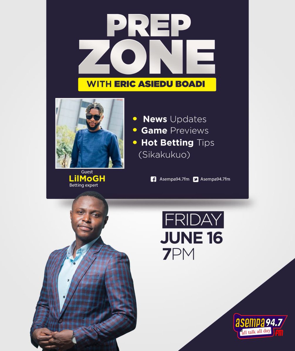 Asempa947_FM's tweet photo. Join us as we dive into betting tips with a betting expert on PrepZone
#PepZone #AsempaFM https://t.co/XdE1ku0Szv