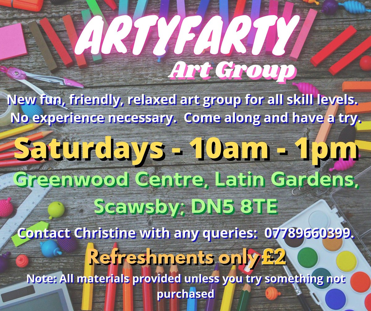 Another hot weekend is upon us. Perfect for trying something new & arty in a cool hall.  Socialise & make new friends - THIS SATURDAY - 10am - Greenwood Centre, Latin Gardens, Scawsby.  #artyfarty #artlove #mentalwellness #positivevibes  @stlegerhomes @mydoncaster @heatherstleger