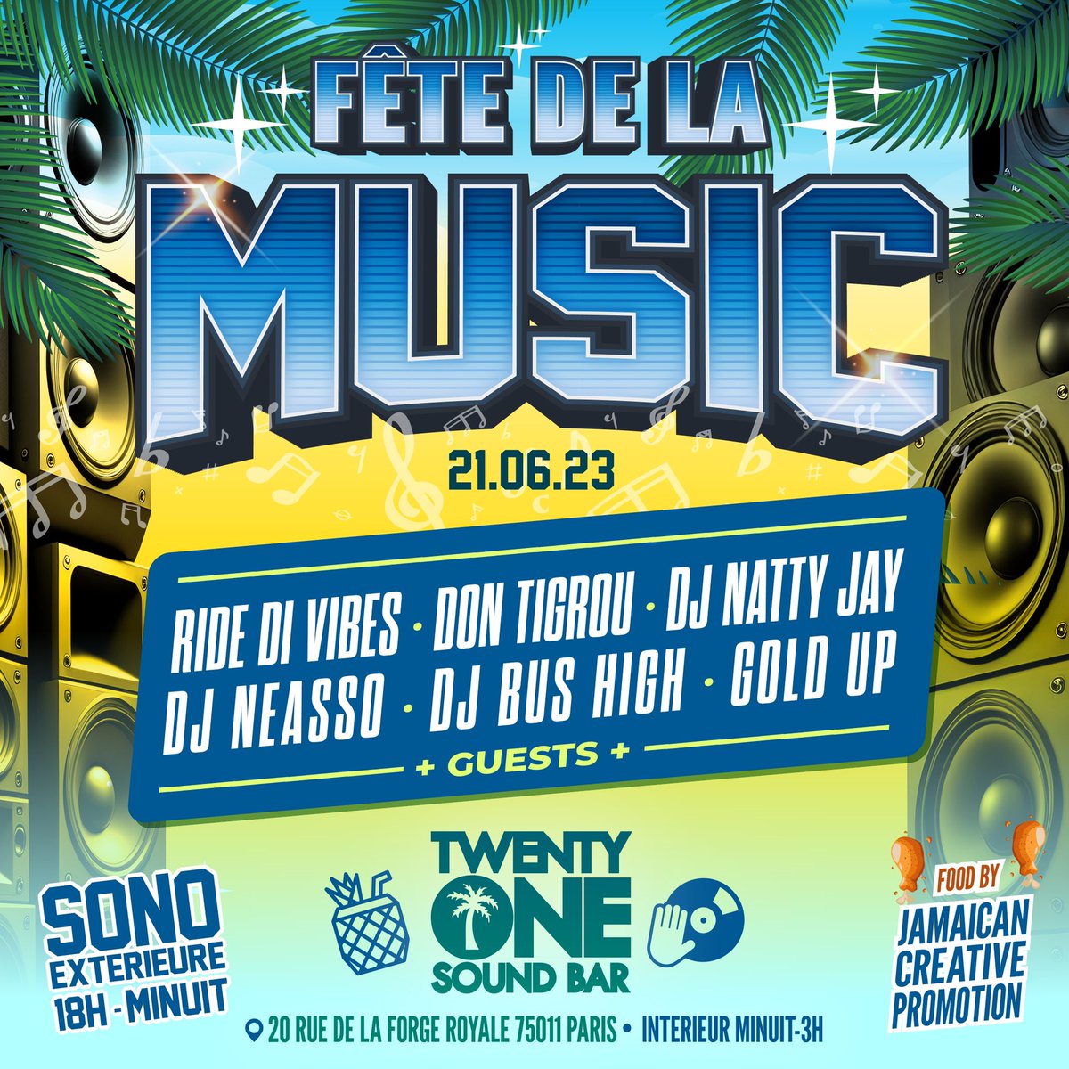 #PartytimeAlert #NextEpisode #NextMove #NextStop #FeteDeLaMusique #TwentyOneSoundBar #Paris #StreetParty #Dancehall #Soca #Reggae #Afro #HipHop #SoundSystem #DJs #PartyUp #TurnUp #DrinkUp #FreeUp #PartyMiSeh #PartyEveryday #PartyEveryday #PartyEverywhere #PartyAnyway #RT