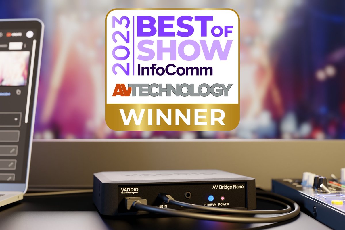 vaddio's tweet photo. AV Bridge Nano is a winner! 🏆🎉 This award recognizes Vaddio's commitment to innovation and creation of amazing AV experiences. 🎙️📹
Simply input Pro AV sources and get an IP or USB stream!
▶️ https://t.co/zLq7iERc35
#Vaddio #InfoComm #IC23 #InfoCommShow @InfoComm @LegrandAV https://t.co/gIchzlDpkg