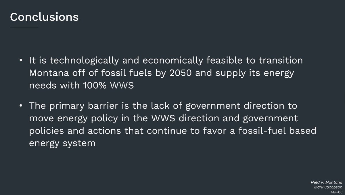 It is technologically and economically feasible to transition MT off fossil fuels by 2050 and switch to renewables.

The primary barrier to this is state government to move energy policy and instead that favor a fossil fuel-based energy system.

#YouthvGov #YouthvGovMT