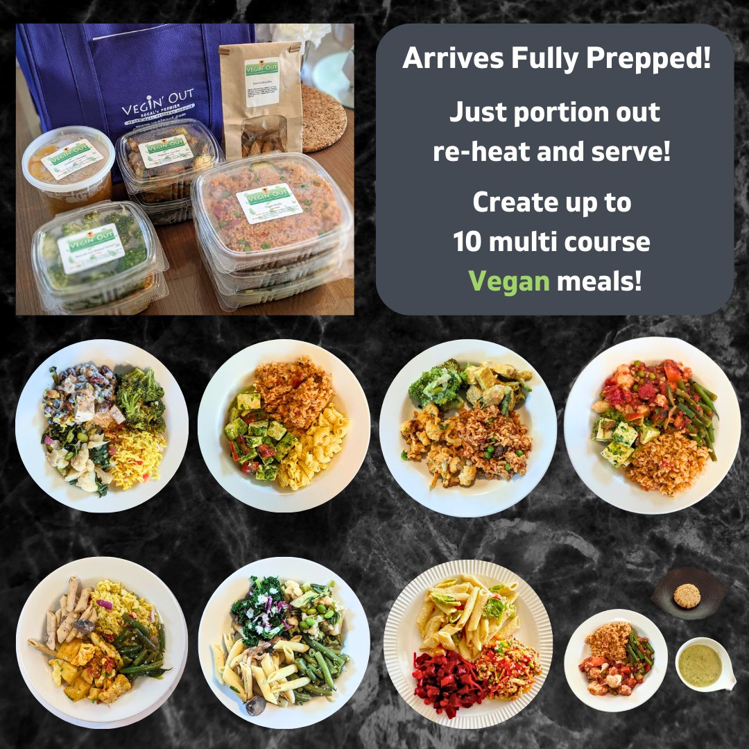 😧What's for dinner?

🥕No Prep Vegin' Out🥑#Vegan Meal plan arrives with 3 entrees, 4 sides, soup & dessert - create up to 10 multi course meals!
 
😍Oil Free, Low Sugar, Low Sodium

See Delivery Menu!
👉veginout.com/pages/vegin-ou… 

#vegandiet #veganmenu #plantbased #veganfood