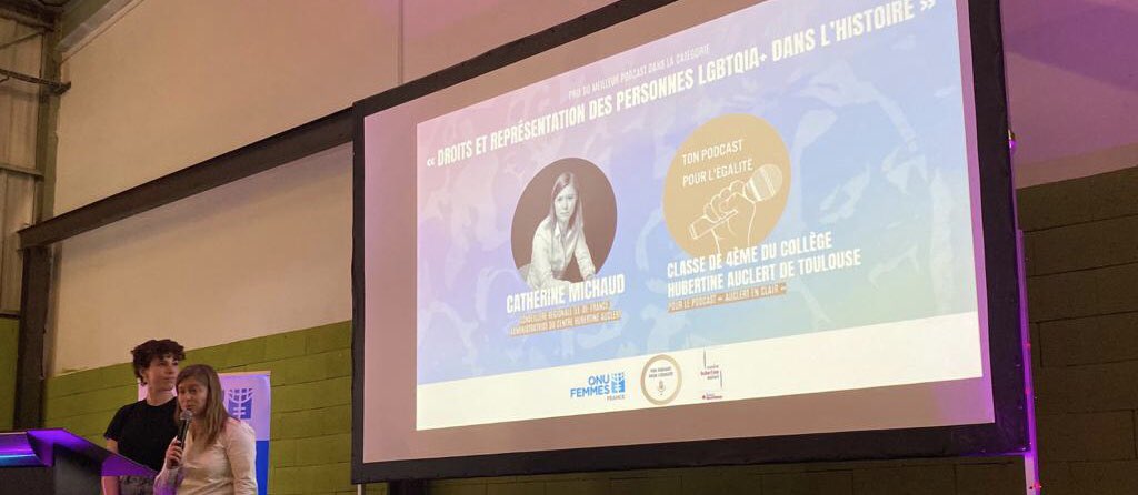 🏆remise de prix pour le concours Ton Podcast Pour l’Egalité lors du Festival Génération Égalité Voice d’@ONUFemmesFR.
@CentreHubertine @Ohlivres 
#TPPE2023 
#FestivalGEV #GénérationÉgalité