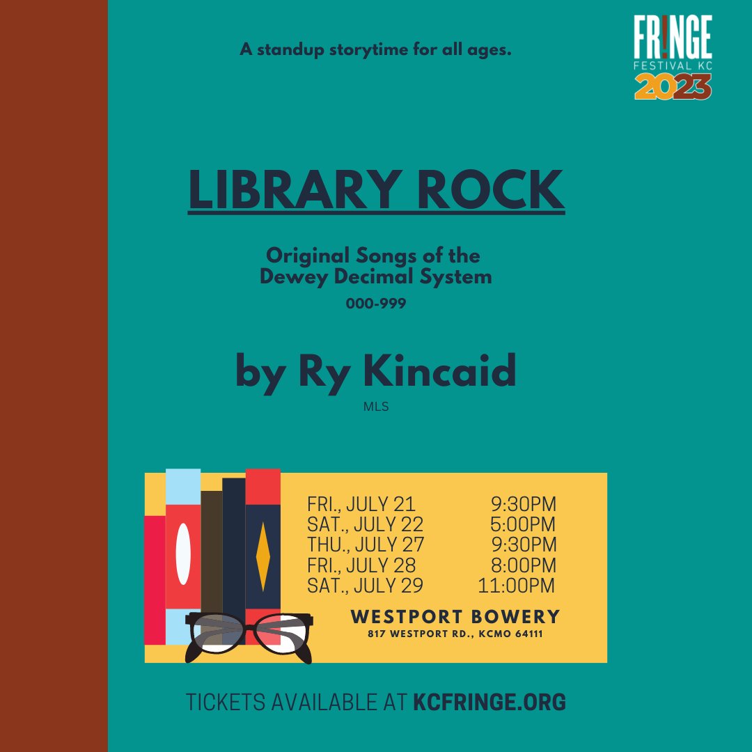 If only there were a show this summer with rock songs about the #library...
Suitable for ages 000-999.  
Tix available now: kcfringe.org
<a href="/KCLibrary/">KCMO Public Library</a> <a href="/MCPLMO/">MidContinent Library</a> <a href="/jocolibrary/">Johnson County Library</a> <a href="/KCKPL/">KCK Public Library</a>