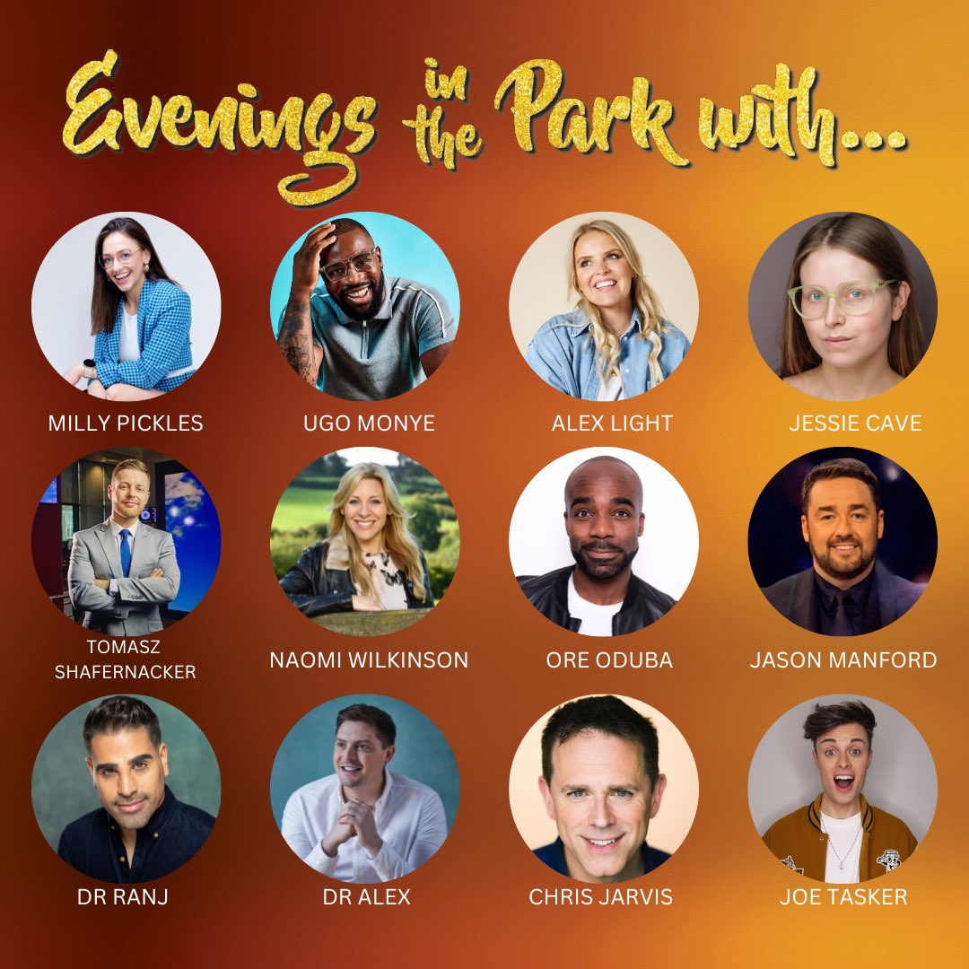 Exciting to announce the initial line-up for our eves at Perform In The Park this summer. Produced by @greenroom_ents & @JamieLProducer each night features an amazing star from different background in conversation (most nights) with @RiyadhK Booking at performinthepark.uk