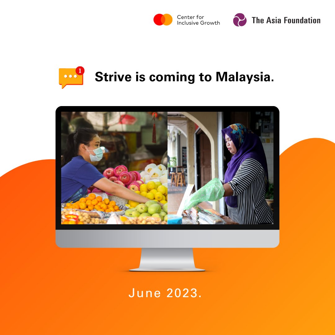 Asia_Foundation's tweet photo. Small businesses are key to inclusive growth. This month, we are partnering with @mastercardmy to unveil a new initiative that will support the growth of Malaysian small businesses, primarily #womenentrepreneurs. Stay tuned for exciting updates! 
#StriveMalaysia #mastercardmy https://t.co/ra9N71ilPd