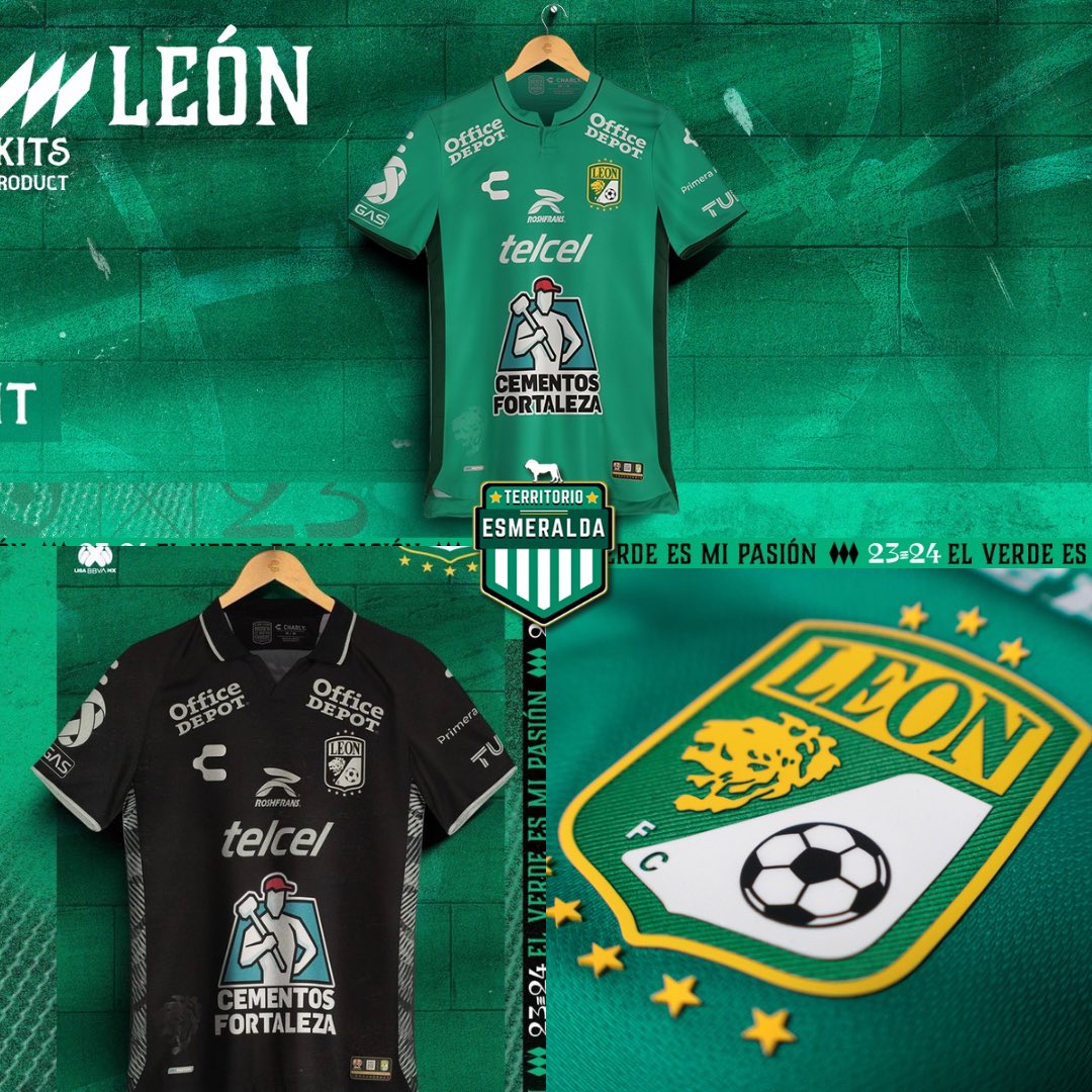NUEVA PIEL 🔰| Charly Fútbol presentó los jerseys que usará el Club León para los próximos torneos 🇳🇬

El color verde se mantiene como indumentaria de local y con la novedad que regresa un jersey negro elegante para la segunda equipación 🦁

¿Qué te pareció el nuevo uniforme de
