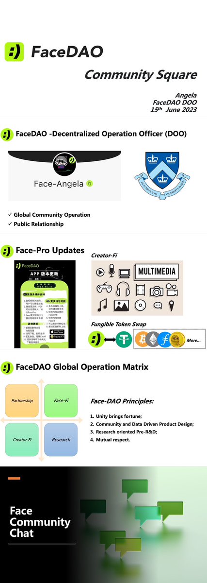 We believe that the unity will brings fortune.  And thanks to our DOO (Decentralized Operation Officer)  <a href="/FaceDOOAngela/">Face-Angela</a> from Columbia University. She claimed that the Face-Pro is the community and data driven social product.  Let’s looking forward the new features updates and the
