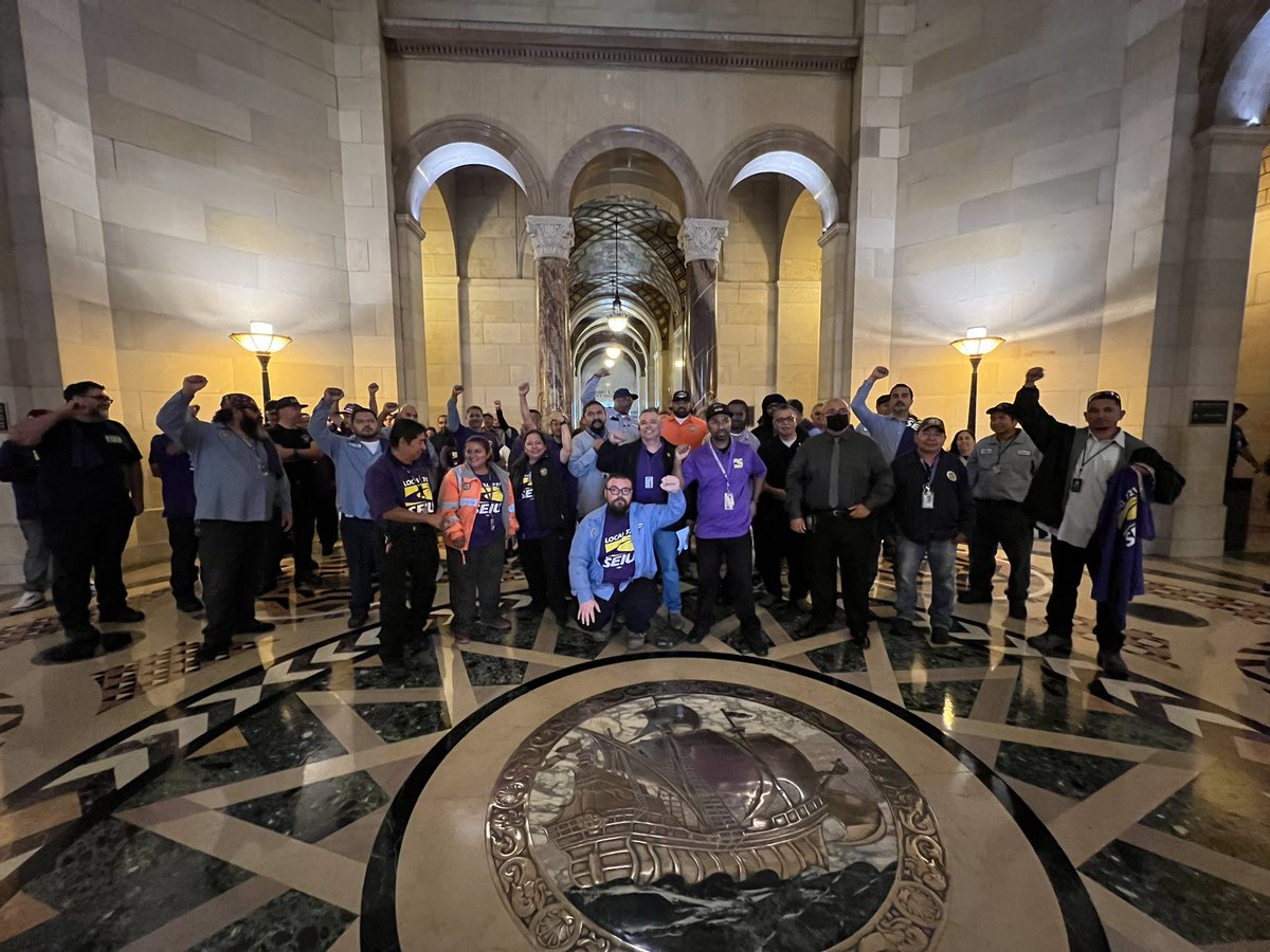 LA City workers are inside city hall demanding that the City honor our contract! The City is breaking the law and directly harming public services.