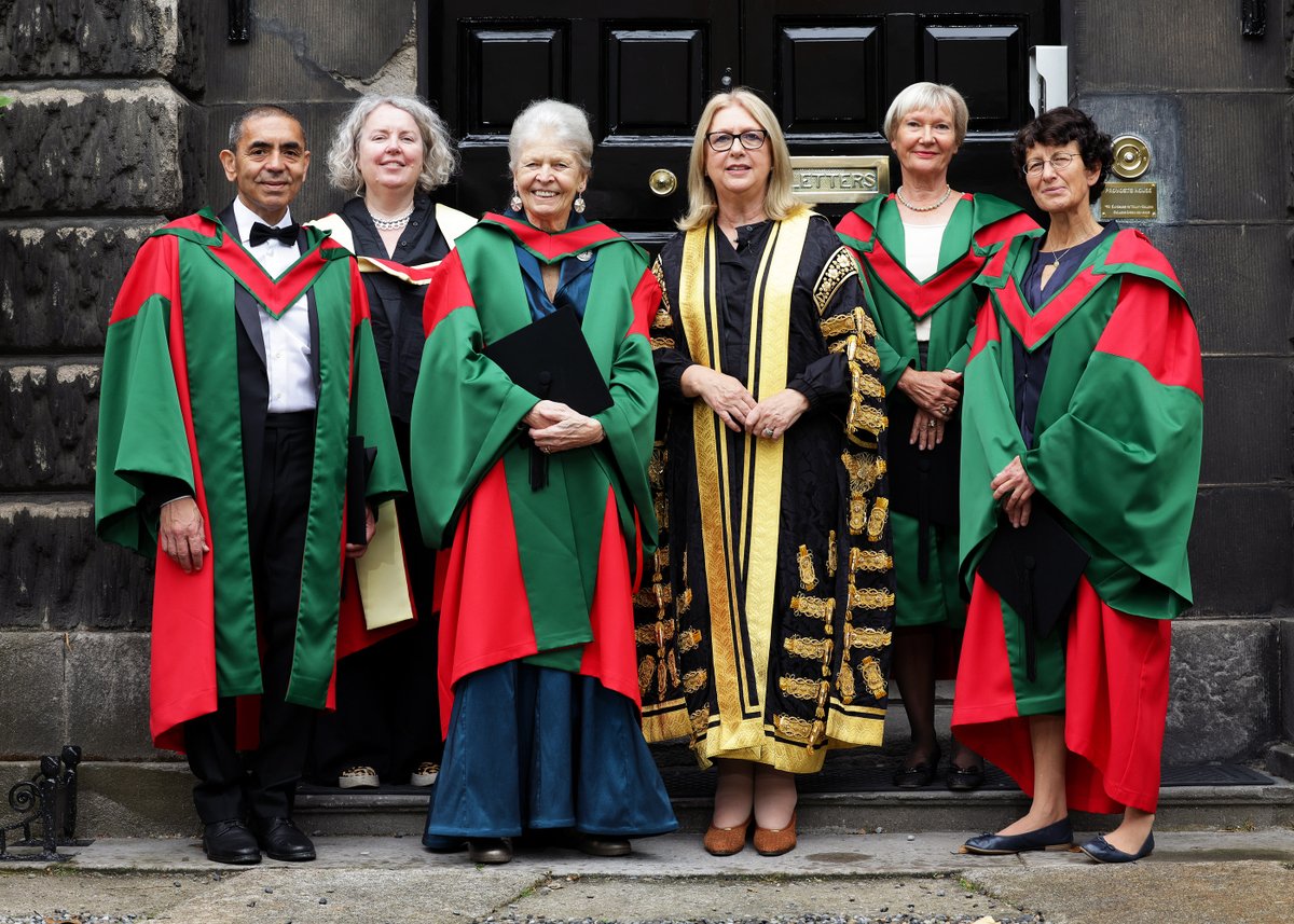 BioNTech founders, Professors Uǧur Şahin and Özlem Türeci, philanthropist, Dr Beate Schuler and scientist, Joan Steitz were awarded honorary degrees from Trinity College Dublin today, the University's highest honour. Read full story at tcd.ie/news_events/to…