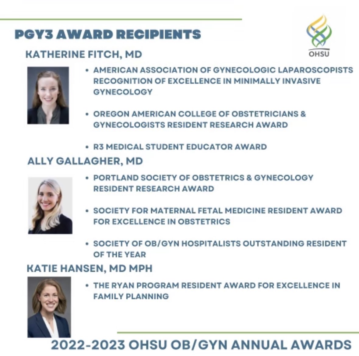 ohsuobgyn's tweet image. R3 award recipients ⤵️ 🎉