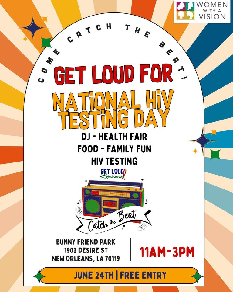 Join us next Saturday and Get Loud at Bunny Friend Park for our #NationalHIVTestingDay community day! We’ll have lots of community resources, Rapid HIV testing, glucose and blood pressure checks, activities for the kids, yummy food and slush ice to keep you cool! Come on out!