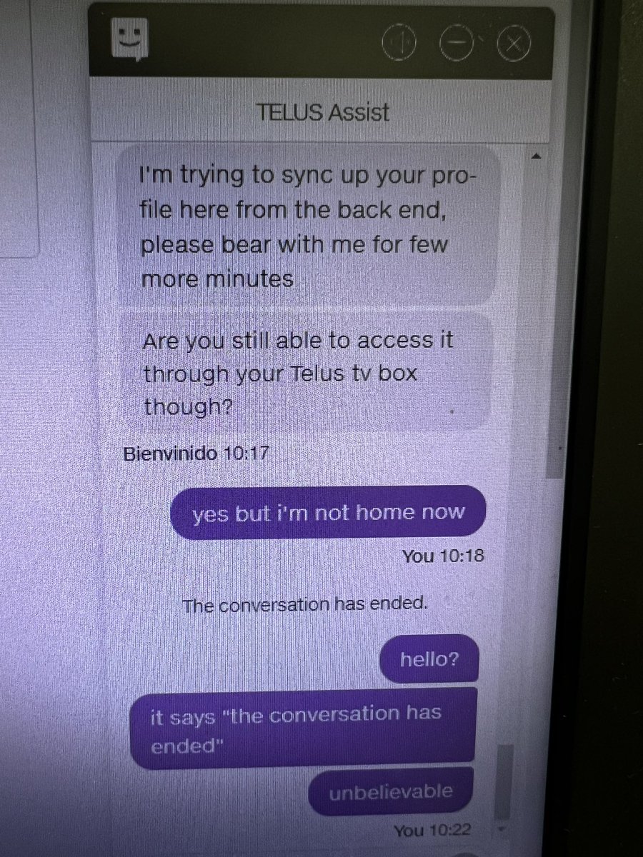 AlishKey's tweet photo. Another useless time spent with @TELUSsupport https://t.co/YtnWoAC62s