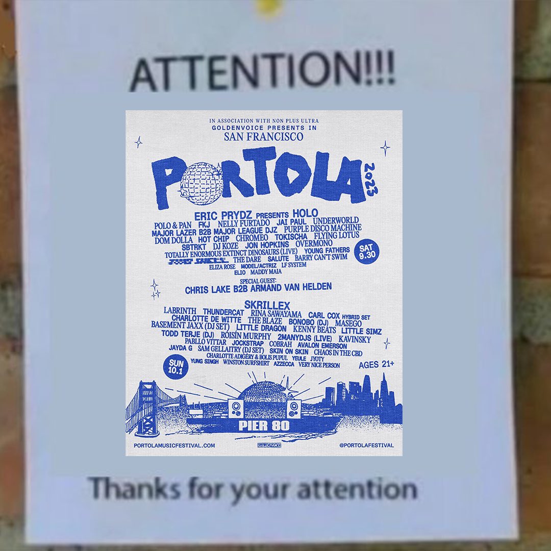 PortolaFestival's tweet photo. ATTENTION 🚨 https://t.co/tOPhkzCZfs