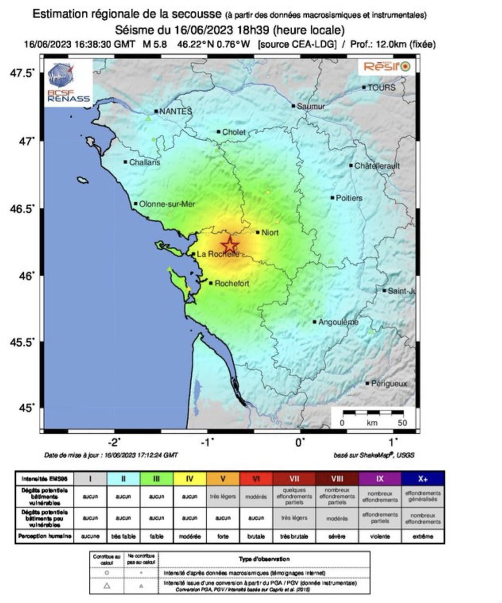 FranceSeisme's tweet photo. #Séisme 4km ESE de Saint-Hilaire-la-Palud (Deux-Sevres) magnitude 5.8 selon Cea Dase. 
Témoignez sur https://t.co/58debbEJgj https://t.co/GW5jIDwlxa