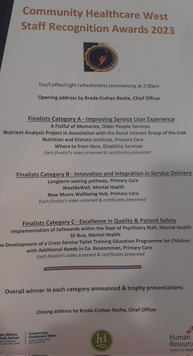 Very proud of the Galway Primary Care and Galway University Hospital  Occupational Therapy Departments integrated long term seating pathway recogniton.Well done to all involved @WeHSCPs @CHO2west @AOTInews @kirrabrean