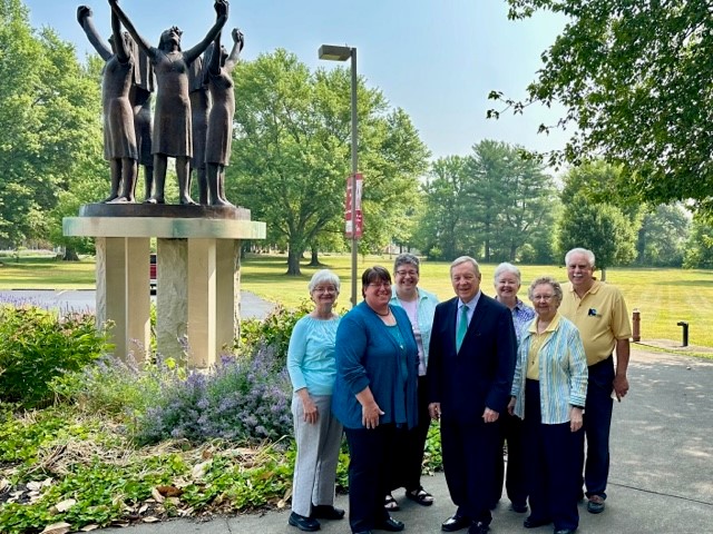SenatorDurbin's tweet photo. Visited the Sisters at the Adorers of the Blood of Christ Convent in Ruma this morning. The sisters have provided well over a century of education, health care, and service to the local community. Their convent dates back to 1876 with additions in 1890 and 1926. https://t.co/VcWTHOX8Cj