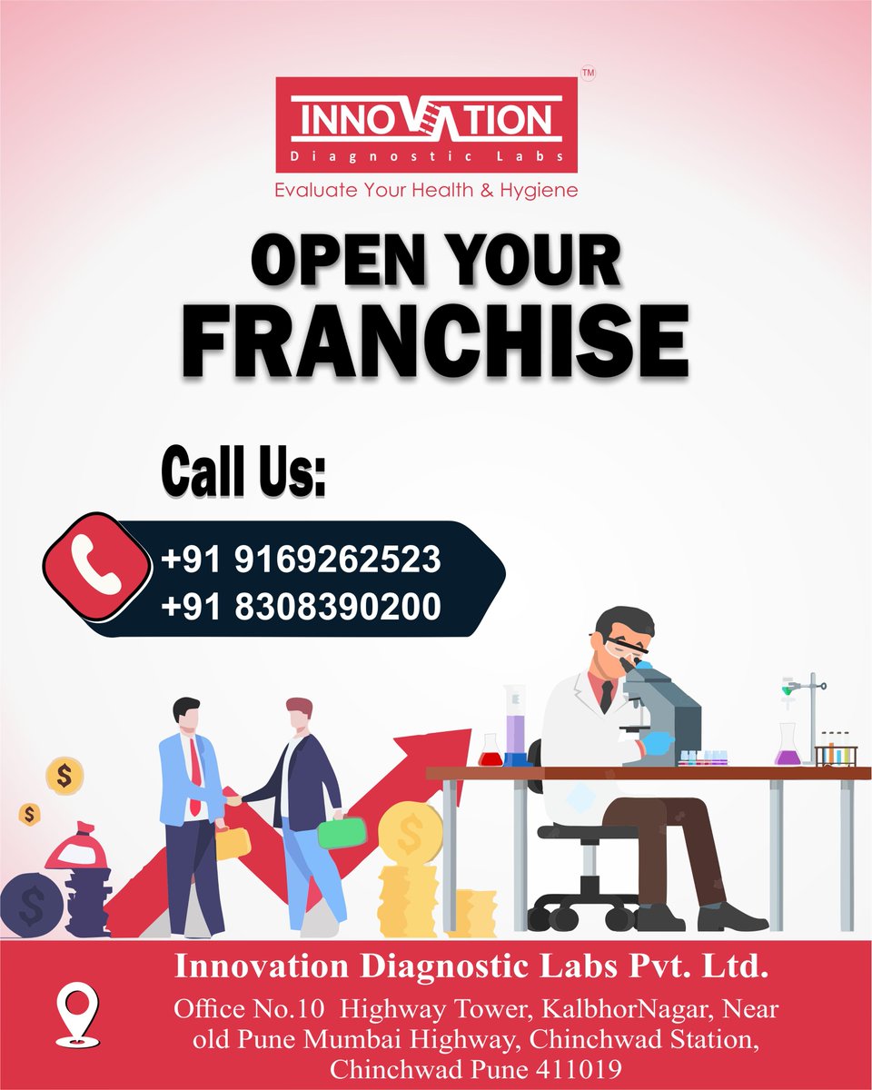 IdlabsSm's tweet photo. 𝐈𝐧𝐧𝐨𝐯𝐚��𝐢𝐨𝐧 𝐃𝐢𝐚𝐠𝐧𝐨𝐬𝐭𝐢𝐜𝐬 𝐋𝐚𝐛𝐬 𝐩𝐫𝐨𝐯𝐢𝐞𝐝 𝐅𝐫𝐚𝐧𝐜𝐡𝐢𝐬𝐞 &amp; Top Business Opportunities In Pune, Mumbai, Nagpur, Nashik &amp; Other Towns All over Maharashtra

𝐂𝐨𝐧𝐭𝐚𝐜𝐭 𝐍𝐨 :+91 9168262523

#diagnosticlab #pune  #franchiseopportunity #maharashtra https://t.co/m6r53b53OS